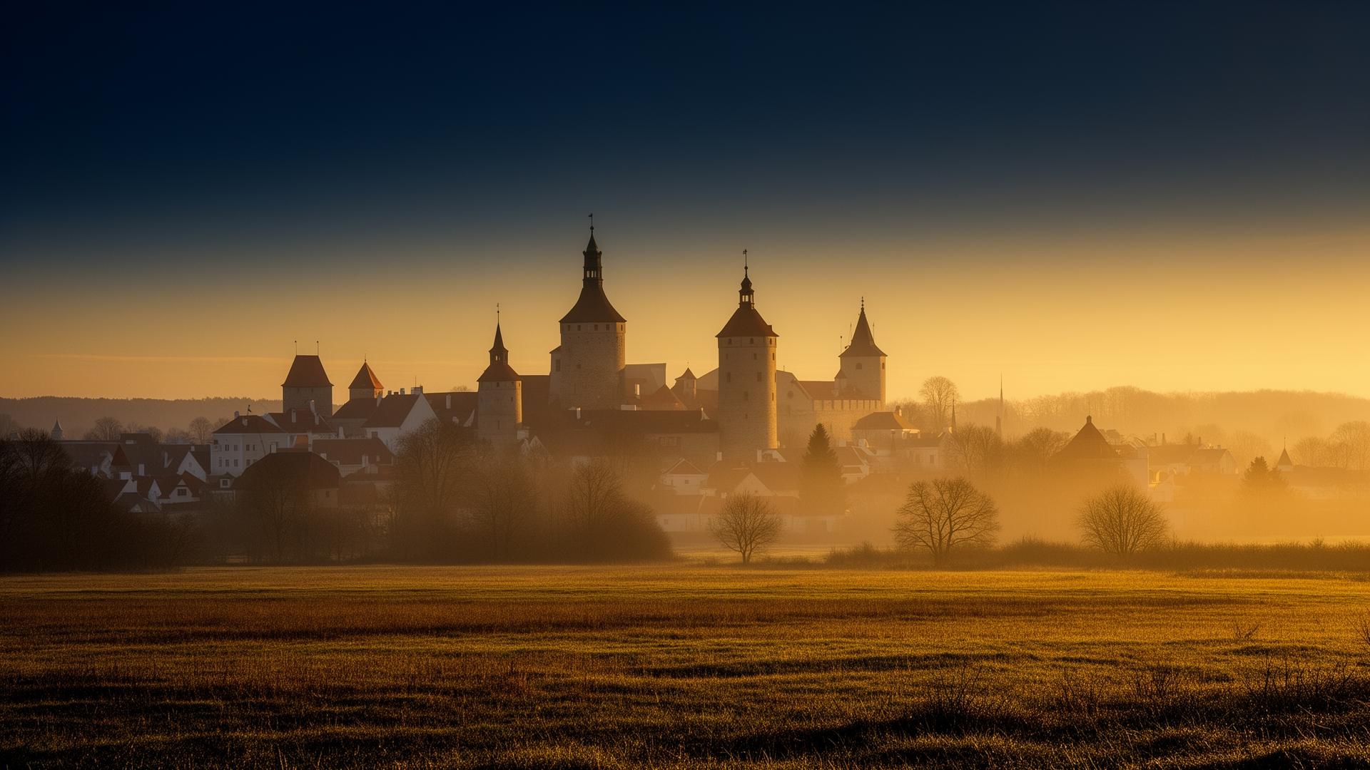 Tallinn old town at golden hour